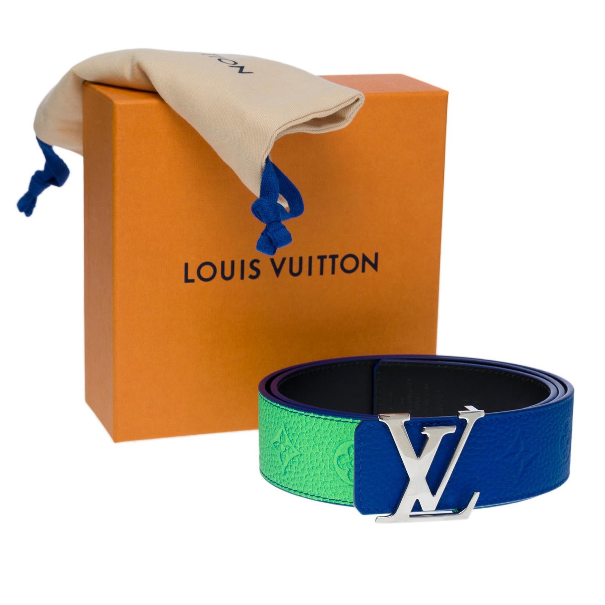 Brand new/Men Fashion Shows/LV reversible belt in blue & green