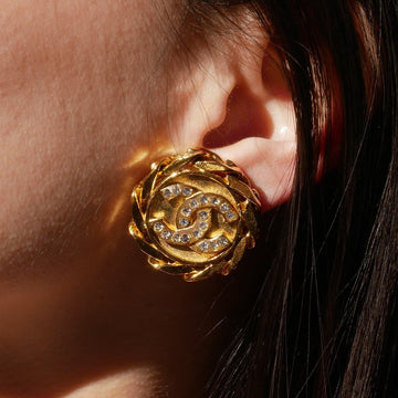 CHANEL 1988 Crystal & Gold CC Earrings 23 92607