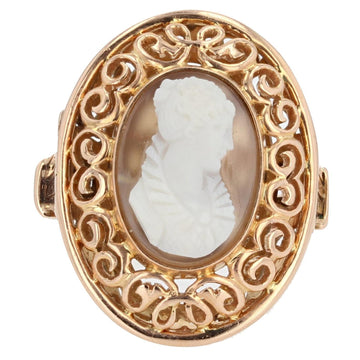Early 20th French Antique Gold Agate Cameo Ring