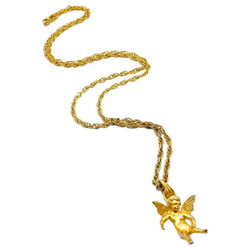 Vintage Gold Tone Cupid Pendant Necklace, 1980s