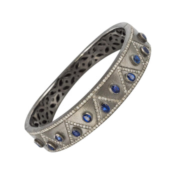 New Silver Diamond Kyanites Bangle Bracelet