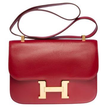 HERMES Stunning Constance 23 shoulder bag in Rouge H boxcalf leather, GHW