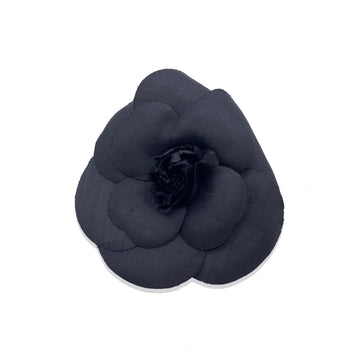 CHANEL Vintage Black Silk Camelia Pin Camellia Flower Brooch