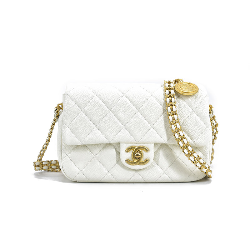 CHANEL Mini Quilted Caviar Single Flap Bag