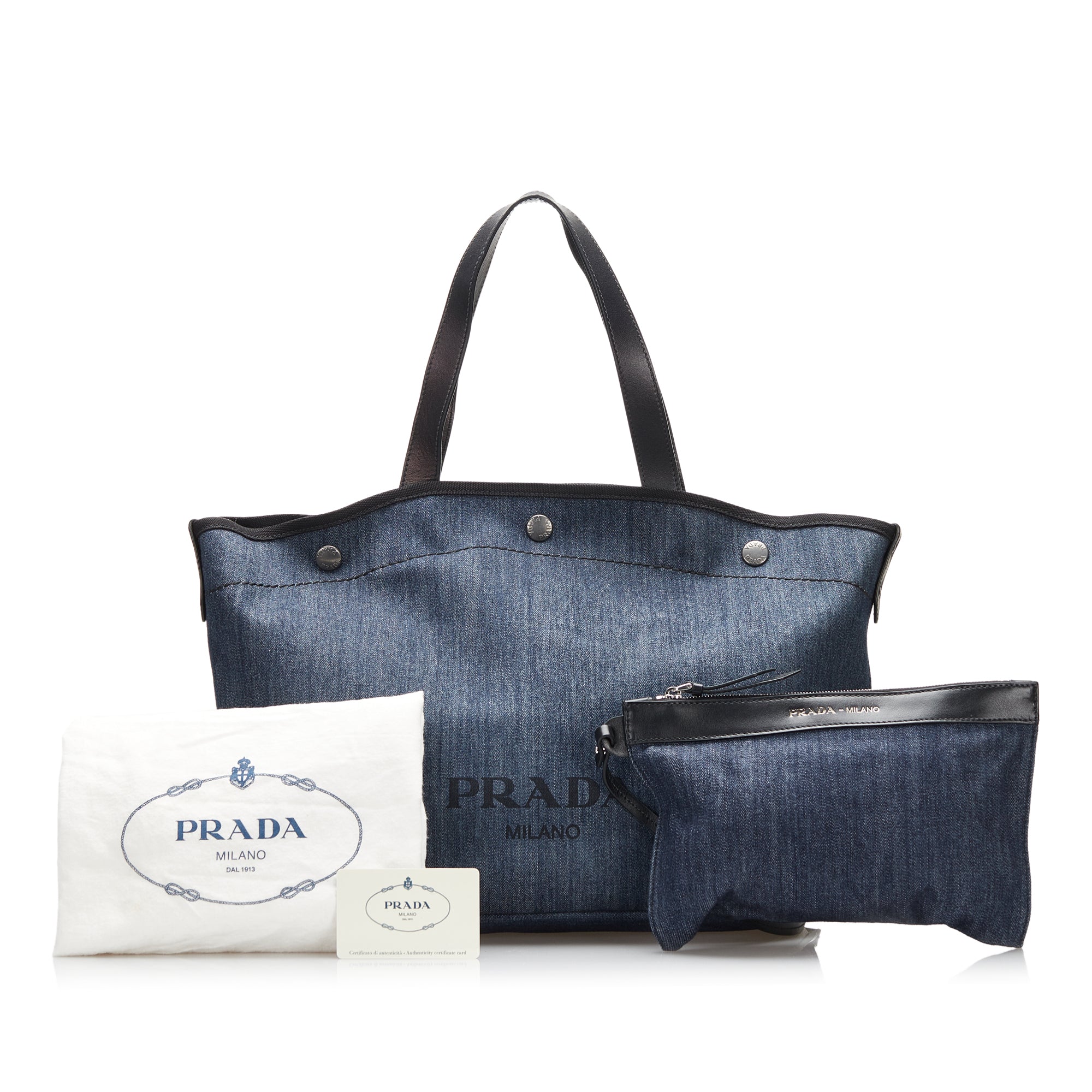 Prada Canapa Blue Thick Canvas Denim Canvas Tote Bag – Curated by Charbel