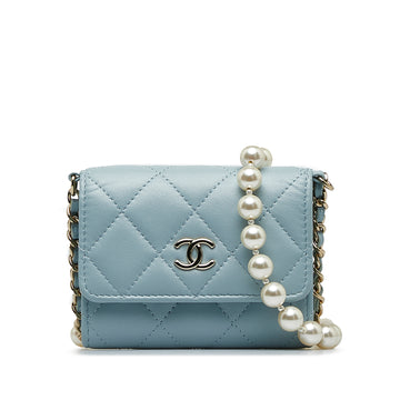 CHANEL Pearl Chain Card Case Card Holder