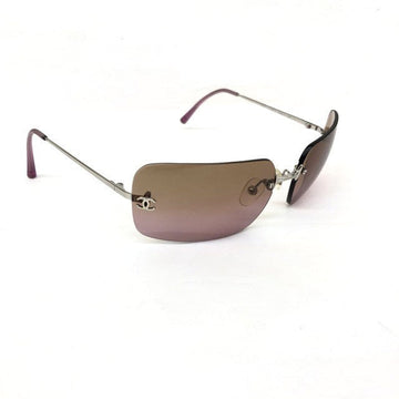Chanel CC Logo Silver Brown Tinted Sunglasses 4017