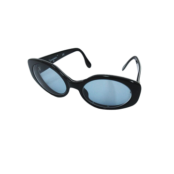 Chanel Black Gold CC Logo Blue Tinted Sunglasses 08850