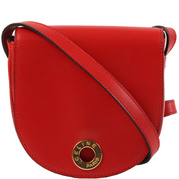 CELINE Circle Logo Plate Mini Shoulder Bag Red