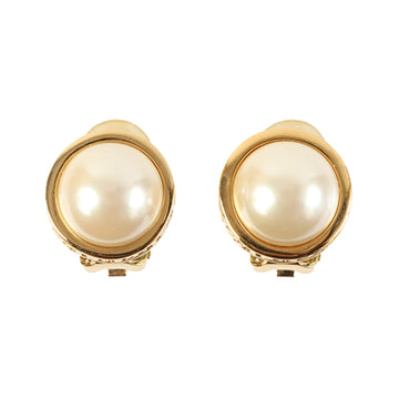 DIOR Round Pearl Side Logo Earrings
