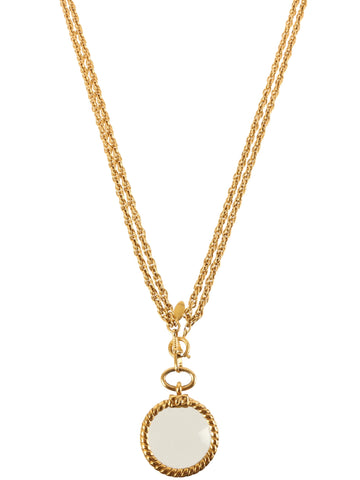CHANEL Magnifying Glass Mini Cc Mark Double Chain Necklace