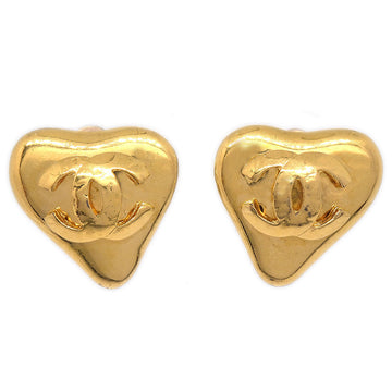 CHANEL 1993 Heart Earrings Clip-On Gold 05439