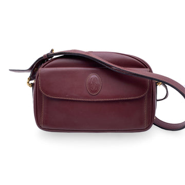 Must De Cartier Vintage Burgundy Leather Front Pocket Shoulder Bag