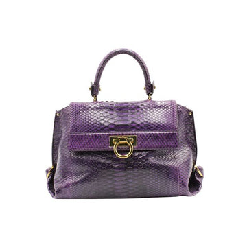 SALVATORE FERRAGAMO Purple Python Sofia Medium Bag