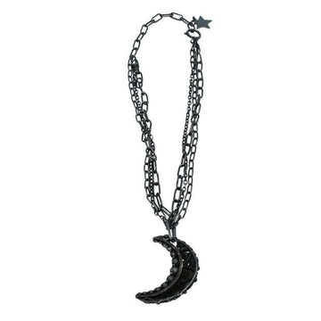LANVIN Chocker Brass Necklace With Moon And Crystal Embellishments