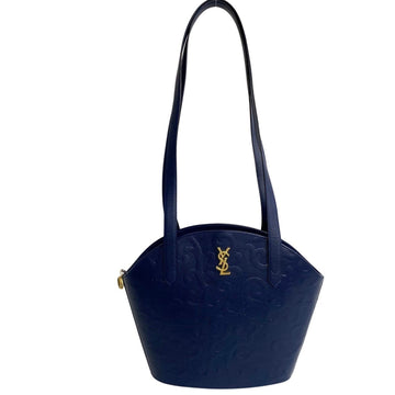YVES SAINT LAURENT YSL logo metal fittings leather genuine mini tote bag one shoulder blue 71696
