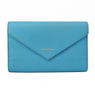 BALENCIAGA PAPER ZA MONEY 371661 Women's Leather Long Wallet [bi-fold] Blue