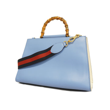 Gucci Bamboo 2way Bag 370831 Women's Leather Handbag,Shoulder Bag Blue