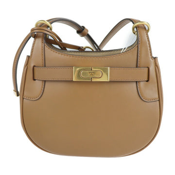 TORY BURCH Lee Radziwill Small Saddlebag Shoulder Bag 75813 909 Leather Brown Crossbody Handbag Shopping Tote