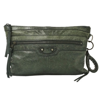 Balenciaga Bag Ladies Clutch Classic Clip M Leather Green 248406