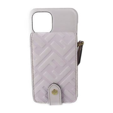 FENDI iPhone 11 Pro Case Other Accessories 7AR890 Leather Light Purple Gold Hardware Zucca Pattern Smartphone Cover Coin Purse Card