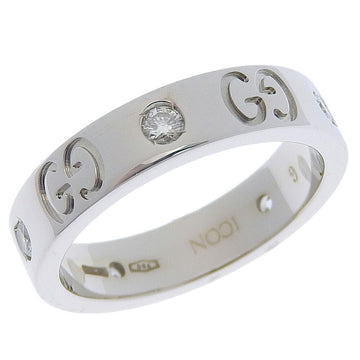 Gucci Icon 5P Diamond K18 White Gold x No. 6 Women's Ring S