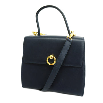 CELINEAuth  2way Bag Women's Leather Navy
