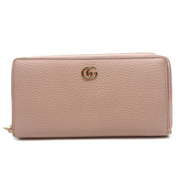 GUCCI round zip long wallet 456117 pink leather ladies GG Marmont  Zip Around Wallet Leather Pink Gold
