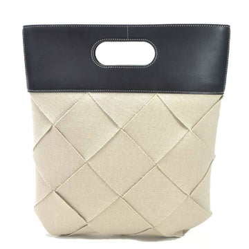 Bottega Veneta Handbag Clutch Bag Maxi Intrecciato Small Slip LINEN FRENCH CALF NATURALENERO Linen Calf Leather Ladies
