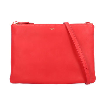CELINE Tri Large Shoulder Bag Leather 171453ETA27ED Red Women's