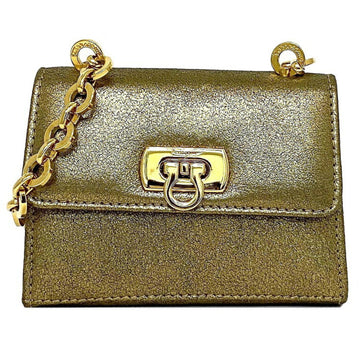 Salvatore Ferragamo Ferragamo Chain Bag Gold Gancini 214771 Leather GP Salvatore Ladies Mini Shoulder