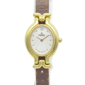 FENDI Change belt Wrist Watch Wrist Watch 640L Quartz Silver Gold Plated Leather belt 640L