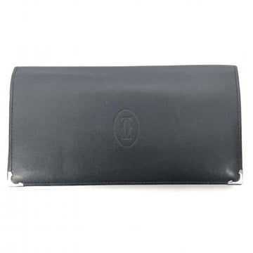 CARTIER long wallet cabochon leather black
