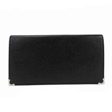 CARTIER bi-fold long wallet cabochon line leather black accessories men's women's