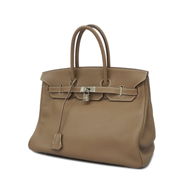 Hermes Birkin Birkin 35 K Stamp Women's Togo Leather Handbag Etoupe Gray