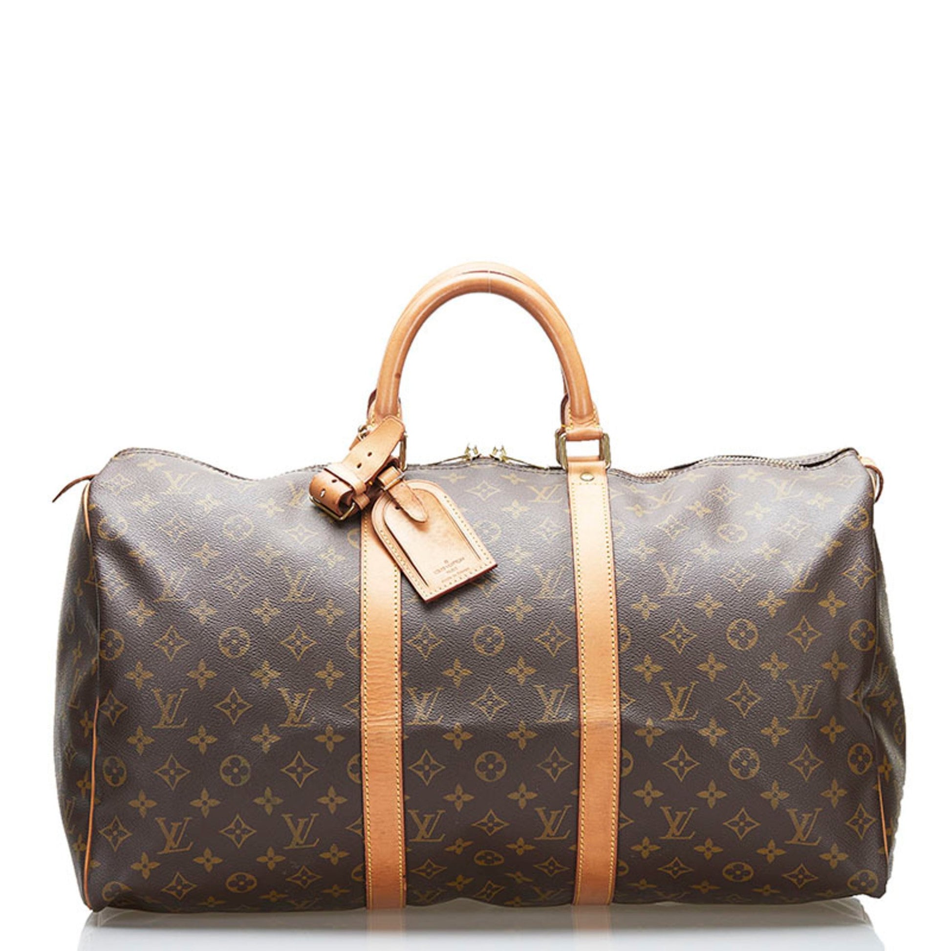 Louis Vuitton Monogram Keepall 50 Leather Fabric Brown Boston Bag