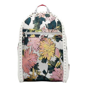 CHRISTIAN LOUBOUTIN Studs Jacquard Rucksack Backpack White Multicolor Canvas Rubber Ladies