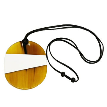 Hermes Buffalo Horn Homme PM Necklace Pendant Accessories Jewelry Brown White Men's Women's