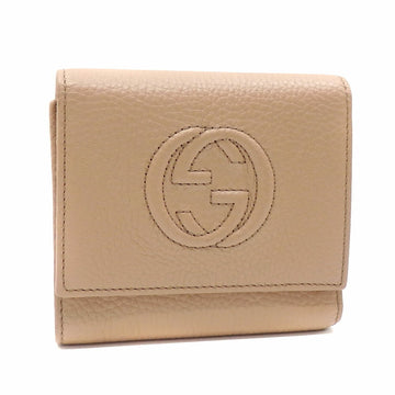 Gucci trifold wallet ladies beige leather 598207 GG