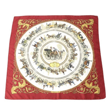 HERMES Carre90 100% Silk  Red Scarf