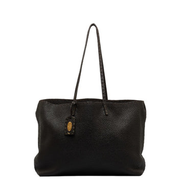 FENDI Selleria Stitch Shoulder Bag Tote Brown Leather Women's