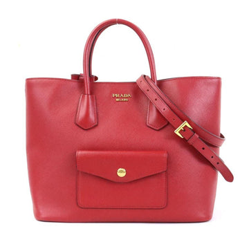 PRADA Handbag Shoulder Bag Leather Red Unisex BN2729