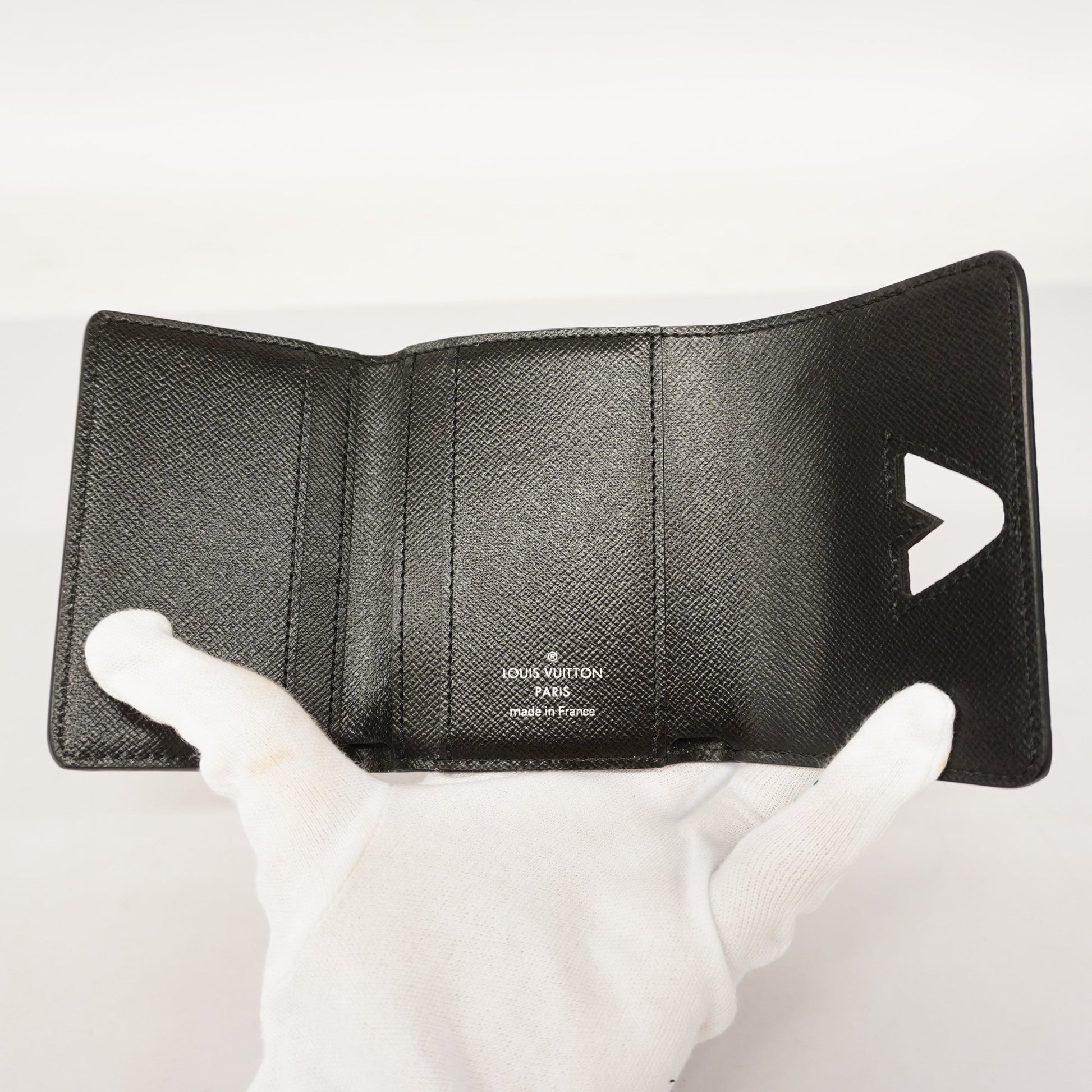 3zc3738]Auth Louis Vuitton Trifold Wallet Epi Portefeuille Twist Compact XS  M63322 Noir