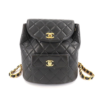 Chanel matelasse chain backpack rucksack leather black vintage gold metal fittings duma Matelasse Chain Backpack