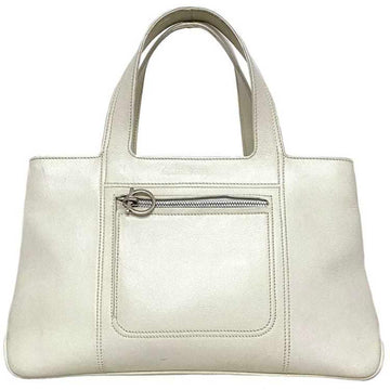 SALVATORE FERRAGAMO Tote Bag White Gancini DU-21 4301 Leather Ladies
