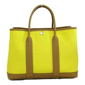 HERMES Garden Party TPM Tote Bag Yellow Tiole H canvas leather Negonda leather
