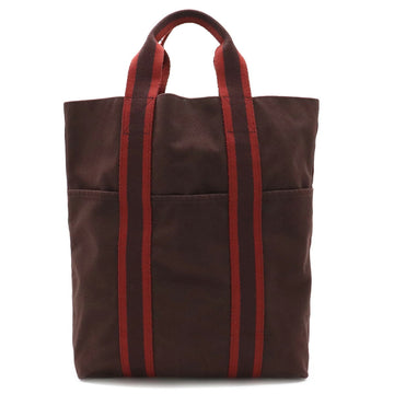 HERMES Four Toe Cabas Tote Bag Handbag Canvas Bordeaux Brown Red