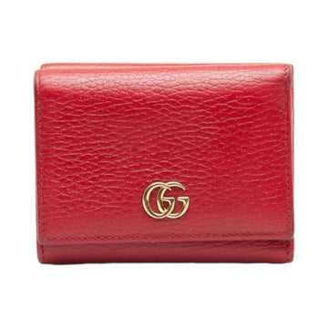 GUCCI GG Marmont Trifold Wallet Compact 474746 Red Leather Women's