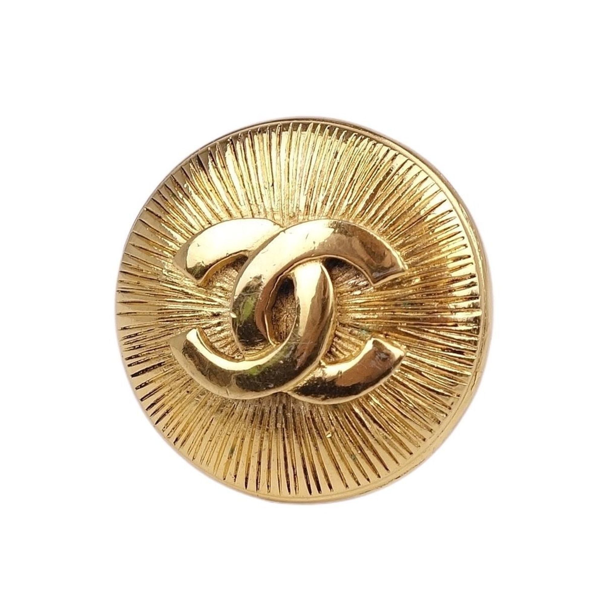 Chanel Brooch Coco Mark Pin Badge Round Women's Gold
