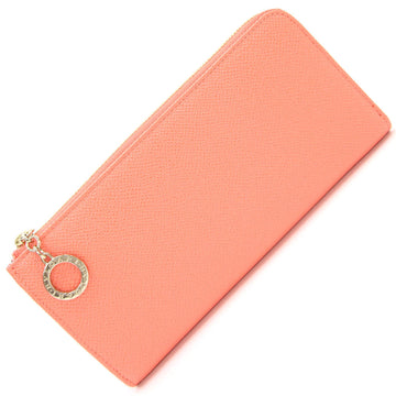 Bulgari L-shaped wallet 289049 salmon pink leather ladies